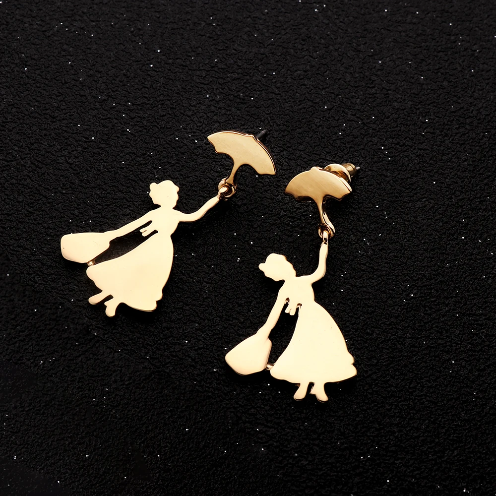 Earring Cute Umbrella Girl Statement Earrings Wedding Classic Jewelry Women Silver Color Small Stud Earrings Women Gift