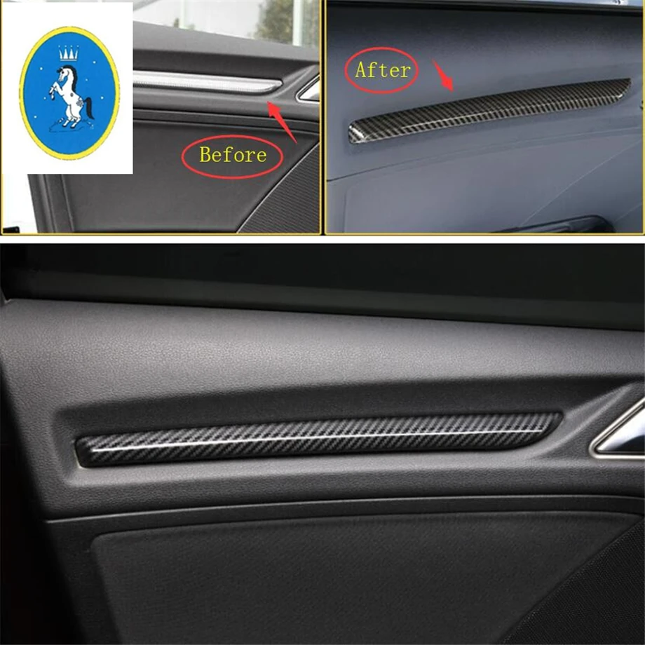 

Yimaautotrims Auto Accessory Inner Door Handle Bowl Decoration Strip Cover Trim Carbon Fiber ABS Fit For Audi A3 V8 2014 - 2019