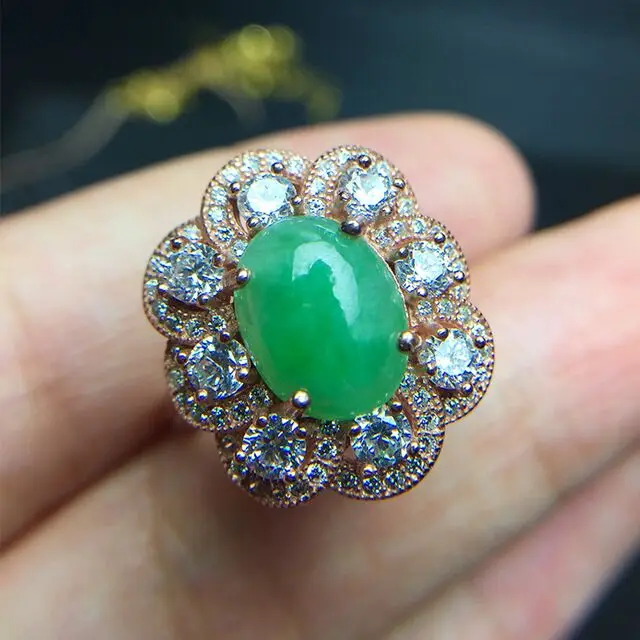 

KJJEAXCMY Colorful Jewelry 925 Silver with Natural Jade Ring Simple and Generous Handicraft Factory Wholesale One Generation