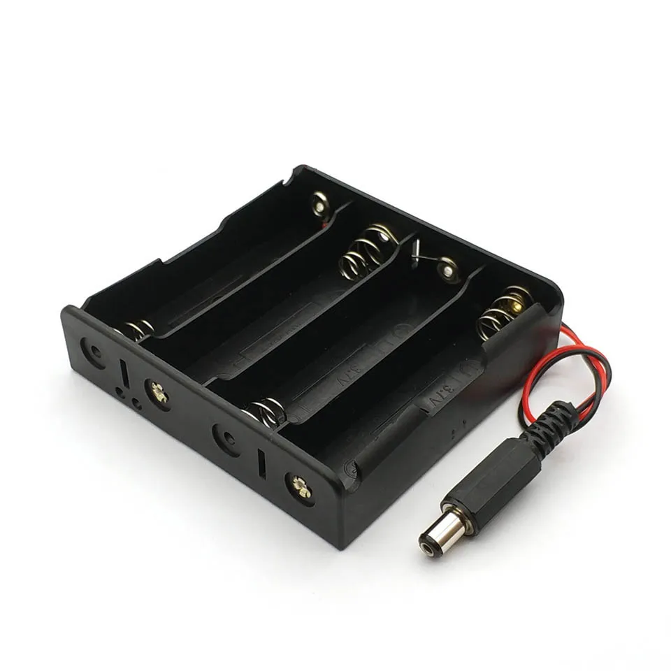 Novo banco de Potência 18650 Suporte Da Bateria Suporte Da Bateria de Plástico Caixa De Armazenamento Caso para 4x18650 Com DC5.5 * 2.1mm plugue de alimentação