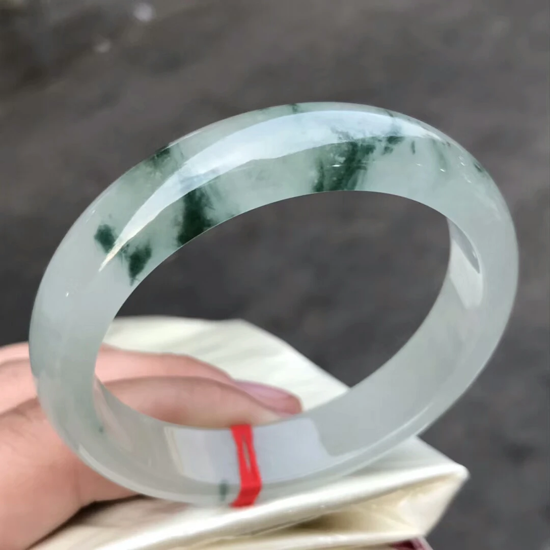 

Only One !57MM Certified (Grade A)100% Natural Green Jadeite JADE Bracelet Women Bangle