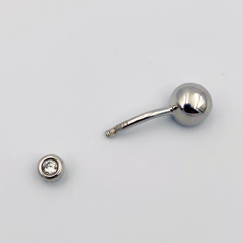 925 sterling silver Belly Button Bar Navel Ring Double Gem Navel Body Piercing Jewellery 1.5x10 mm