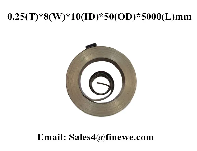 Produkcja niestandardowych sprężyn spiralnych ze stali nierdzewnej o stałej sile do kurtyny 25000 cykl życia 0.25*8*50*5000mm