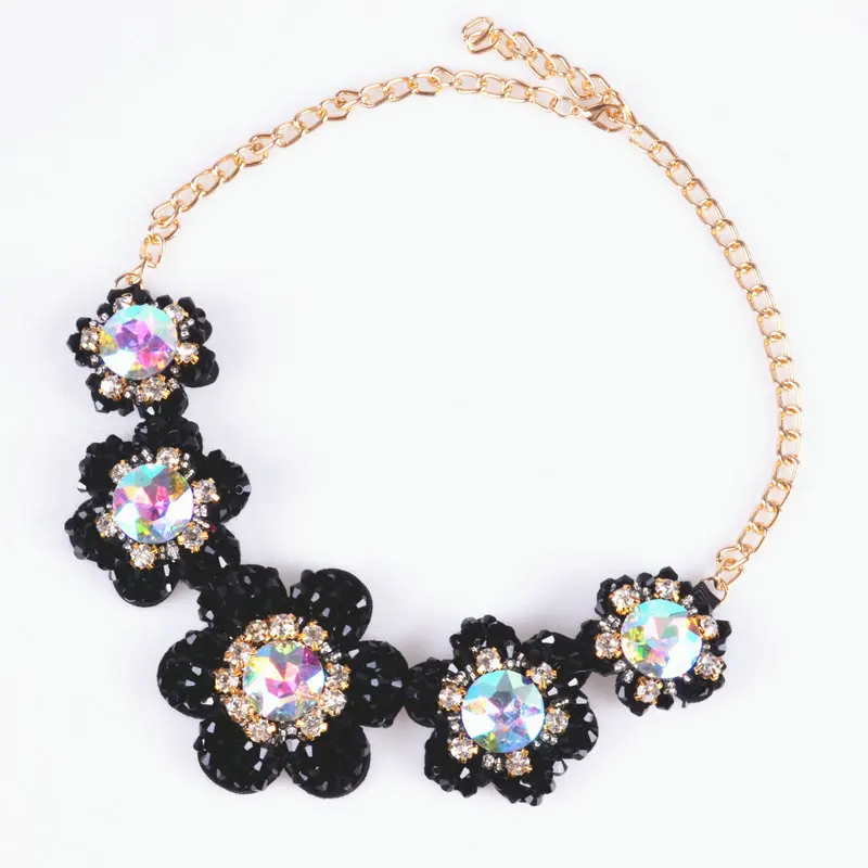 AB stone handmade Five flower collar necklace new arrived trendy style jewelry  hot choker necklace for women dress accessories