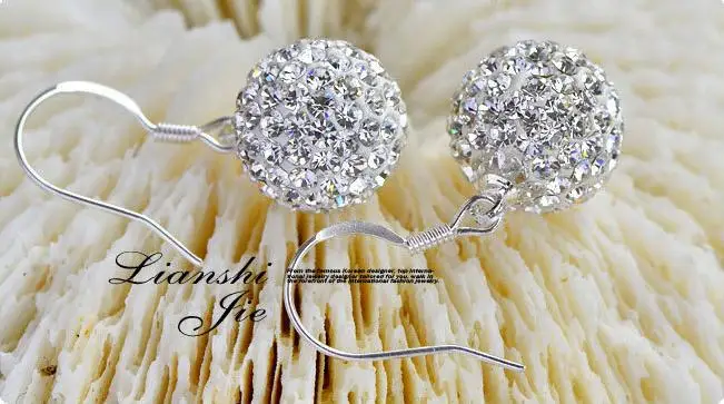 925 Silver Needle Fashion Shiny Shambhala Ball Crystal Ladies Drop Earrings Jewelry Women Anti Allergy Birthday Gift