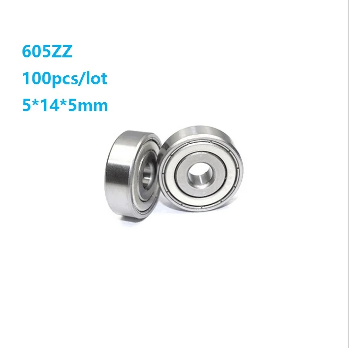 100pcs/lot 605ZZ 605Z 605 Z ZZ bearing 5x14x5mm Double metal cover Deep Groove Ball bearing Mini 5*14*5mm for 3D printer parts