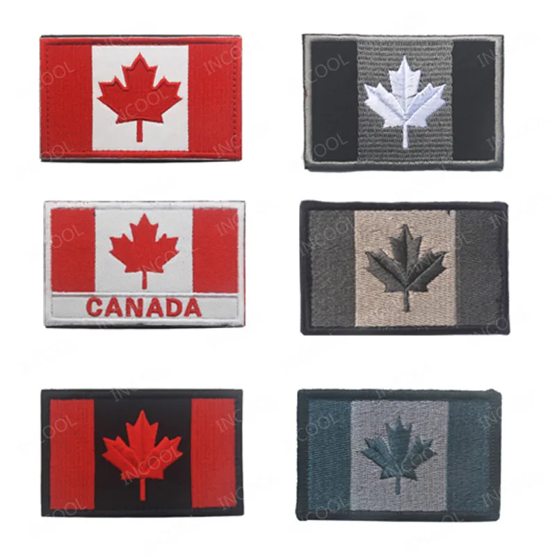 Canada Embroidery Patch Canadian Maple Leaf Flag Patches Appliques Rubber Embroidered Patch For Clothing Backpack