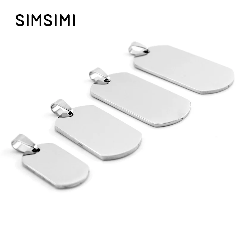 

Stainless Steel Five sizes blank ID dog tags for DIY jewelry necklace both sides mirror Polished pendant 50pcs