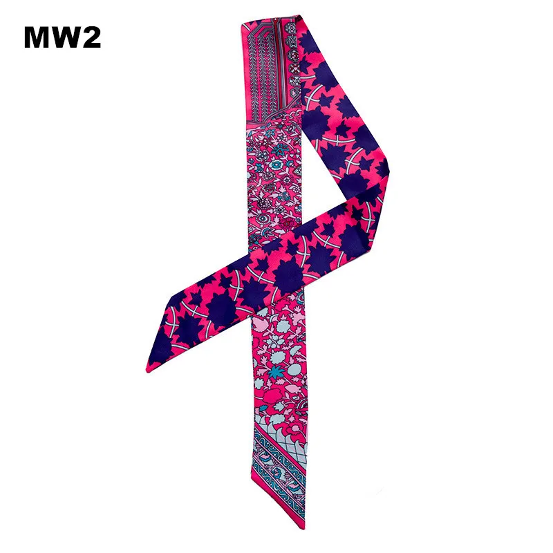 Bag Scarf 2023 New Hot Geometric Print Women Silk Scarf Small Bag Ribbon Female Headband Fashion Head Scarf Long Scarves & Wraps