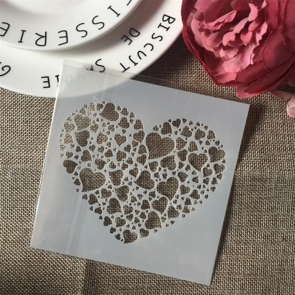 1Pcs  13cm Love Heart DIY Craft Layering Stencils Wall Painting Scrapbooking Stamping Embossing Album Paper Card Template F5173