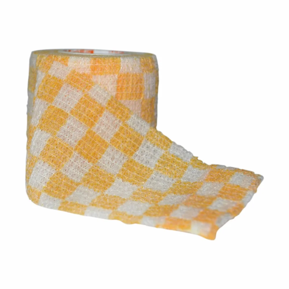 6 Pcs/Lot 5cm x 4.5m Self Adhesive elastic Nonwoven Cohesive Bandage Adherent Wrap Yellow White Pattern First Aid