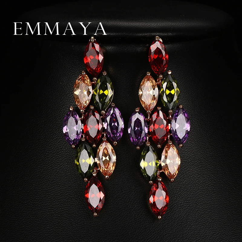 

Emmaya New Year Gifts Fashion Luxury Earring Full Shiny Transparent Rhinestone Crystal Drop Earrings for Women Jewelry