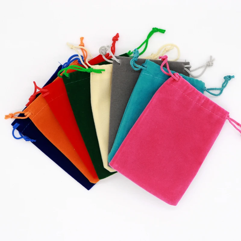 50pcs/lot 9x12 13x18 15x20cm Velvet Bag Drawstring Gift Bag Pouches Can Custom Logo Bracelet Charms Watch Jewelry Packaging Bags