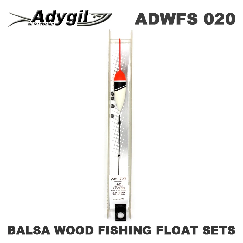 Adygil Balsa Wood Fishing Float Sets ADWFS 020 Floatation 1g Length of Line 80cm Hook Size #18 5pcs/lot