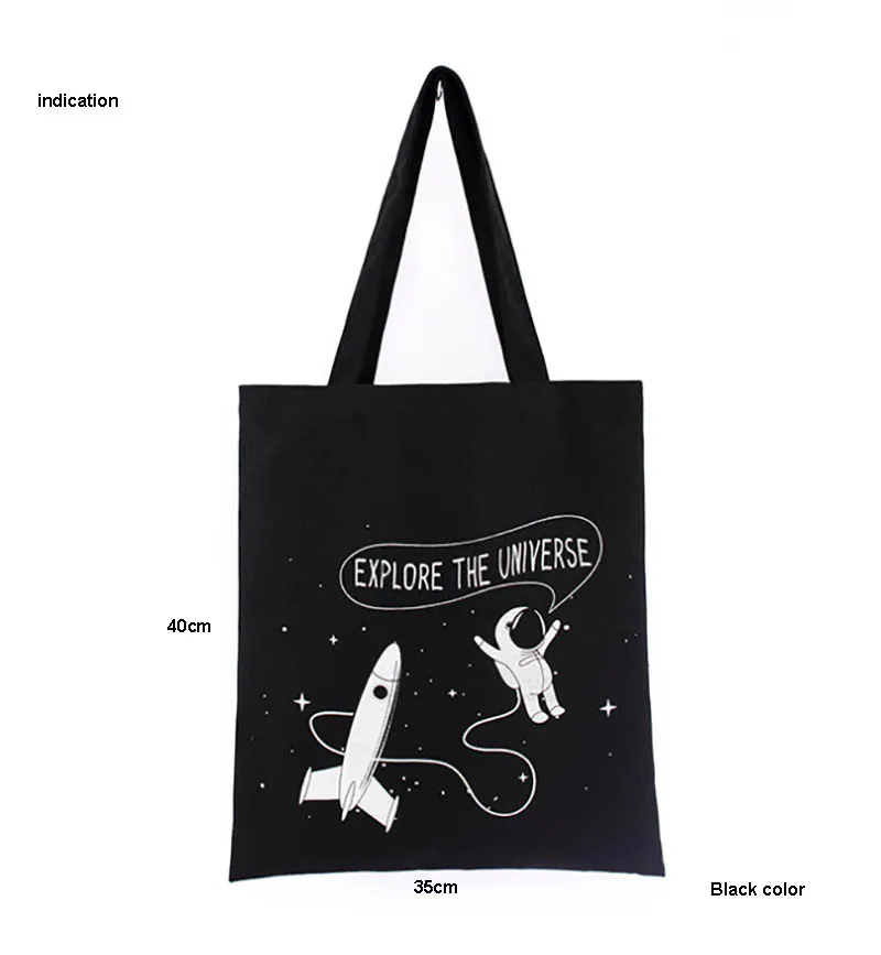 

100pcs Black Size 35*40cm Customized Logo Silkscreen Print Company Black Tote Bag Fashion Eco Green Cotton Canvas Shopping Bags