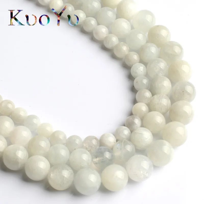 Natural Stone Moonstone Beads Round Smooth Loose Beads 15\'\'Strand 6/8/10mm For Jewelry Making DIY Bracelet Pendant Necklace