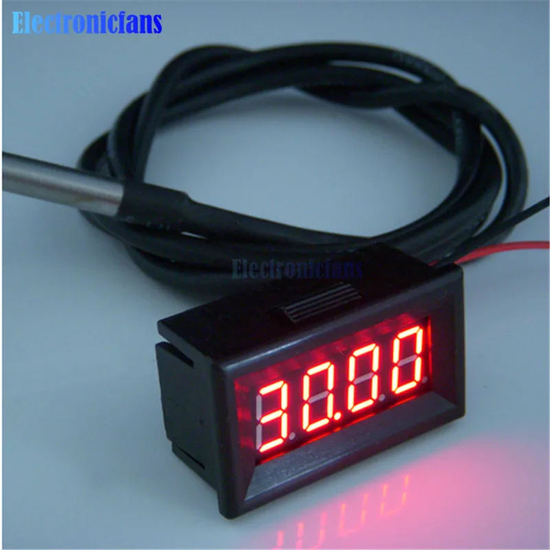 0.36 inch RED LED Digital Car Thermometer Temperature Meter DS18B20 Sensor