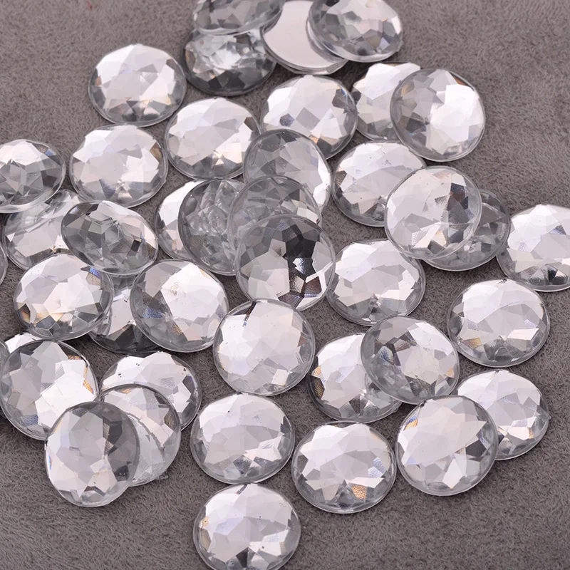 6 8 10 12 20 18 30 36 52mm Large Clear AB Rhinestone Applique Flatback Acrylic Gems Round Crystal Stones Non Sew Diamond Strass