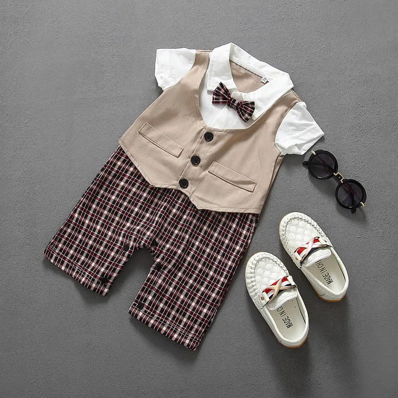 

Summer New Boy gentleman clothes fashion cotton Bow tie newborn baby boy clothes for babies