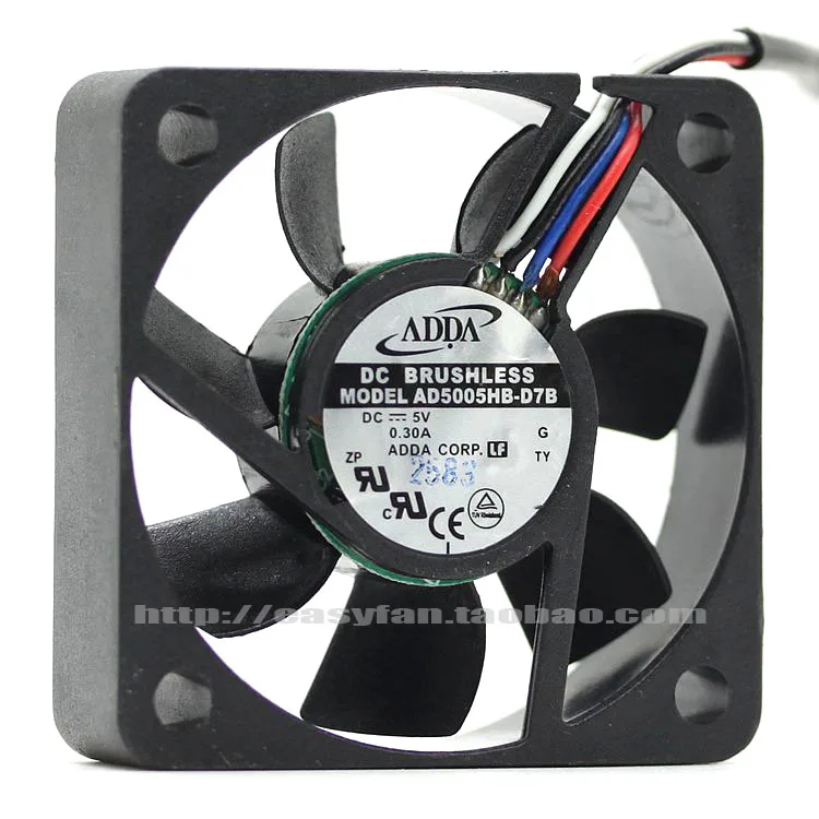 

ADDA AD5005HB-D7B DC 5V 0.30A 50x50x15mm Server Cooling Fan