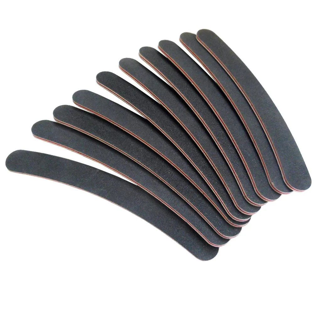 100 pcs Black Nail Files Buffer Banana nail file Professional Emery Board