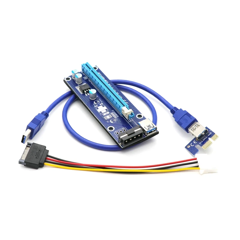 

5 шт./лот 60 см VER006 PCI-E PCI Express 1X на 16X Riser Card Extender USB3.0 кабель для передачи данных SATA на 4Pin блок питания Molex