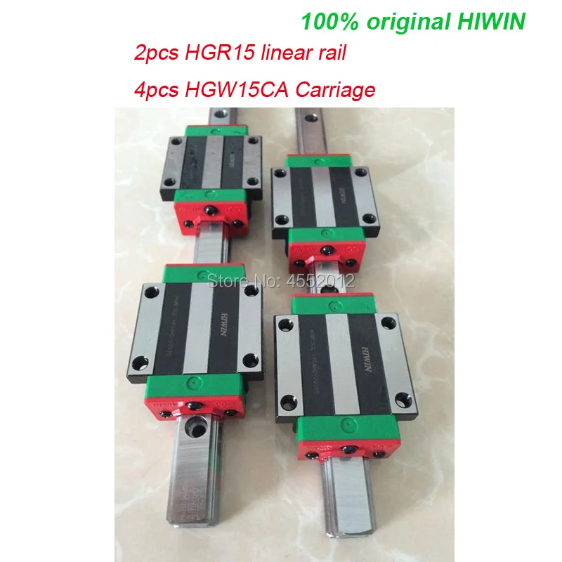 2pcs linear guide rail 100% Original HIWIN HGR15 - 1200 1500mm with 4 pcs linear carriage HGH15CA or HGW15CA