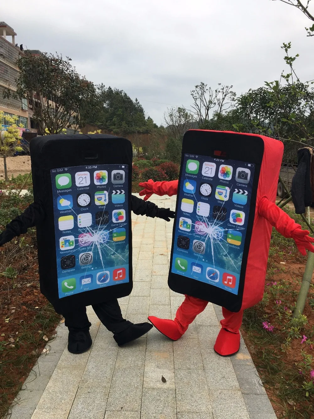 Neue 100% echt bild schießen handy maskottchen kostüm handy iphone erwachsene größe