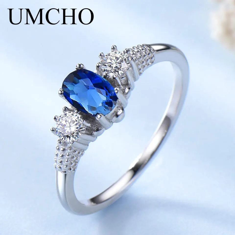 

925 Sterling Silver Rings Blue Sapphire Ring Oval 4*6mm Rings Double Color Ring Prong Setting