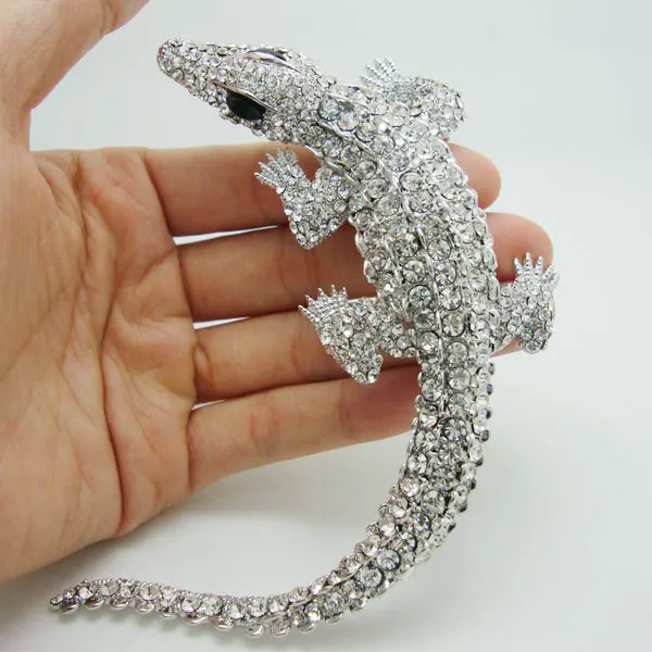 TTjewelry Gorgeous Bride Bridesmaid Crocodile Animal Pendant Rhinestone Crystal Bride Wedding Brooch