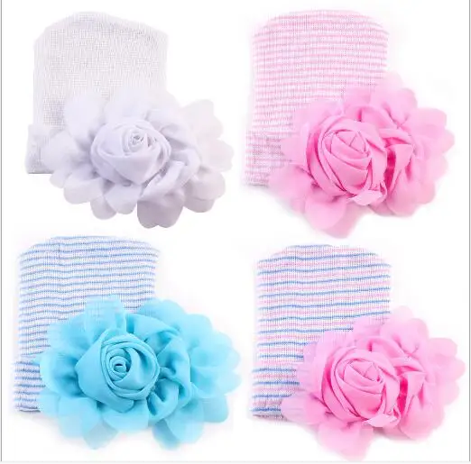 2017 New Fashion Cute Girls Chinese rose Beanies Hat Comfortably Hospital Caps free size 0-6 months