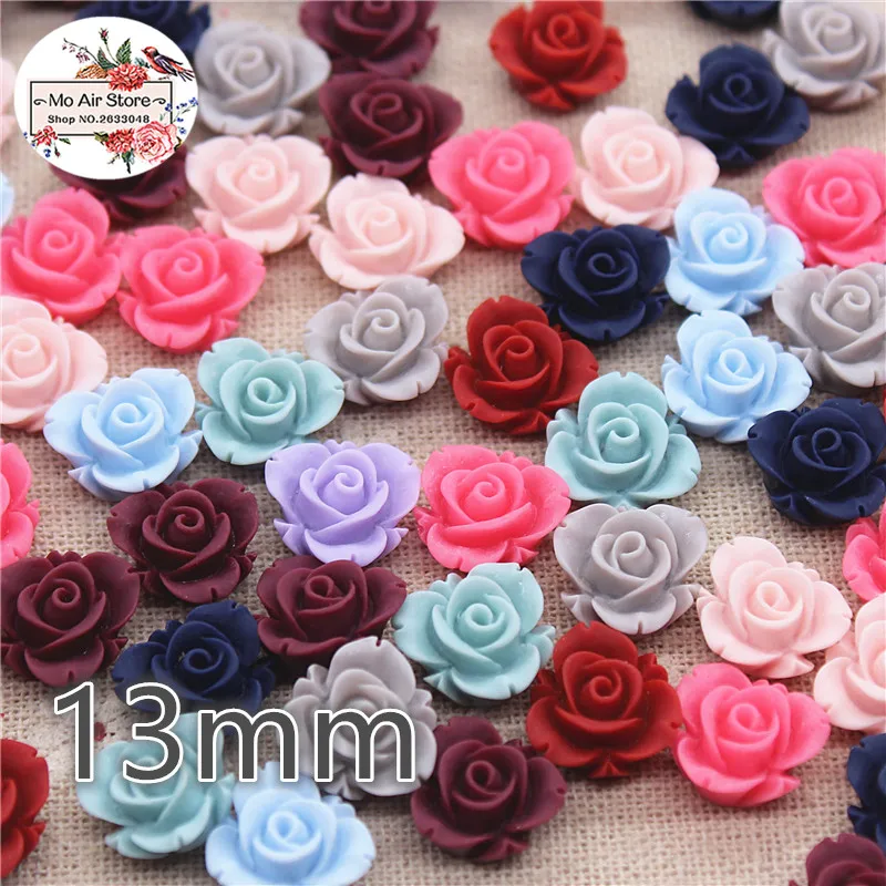 Mixed Color resin vintage flower flatback cabochon DIY jewelry/phone decoration 50pcs 13mm no hole