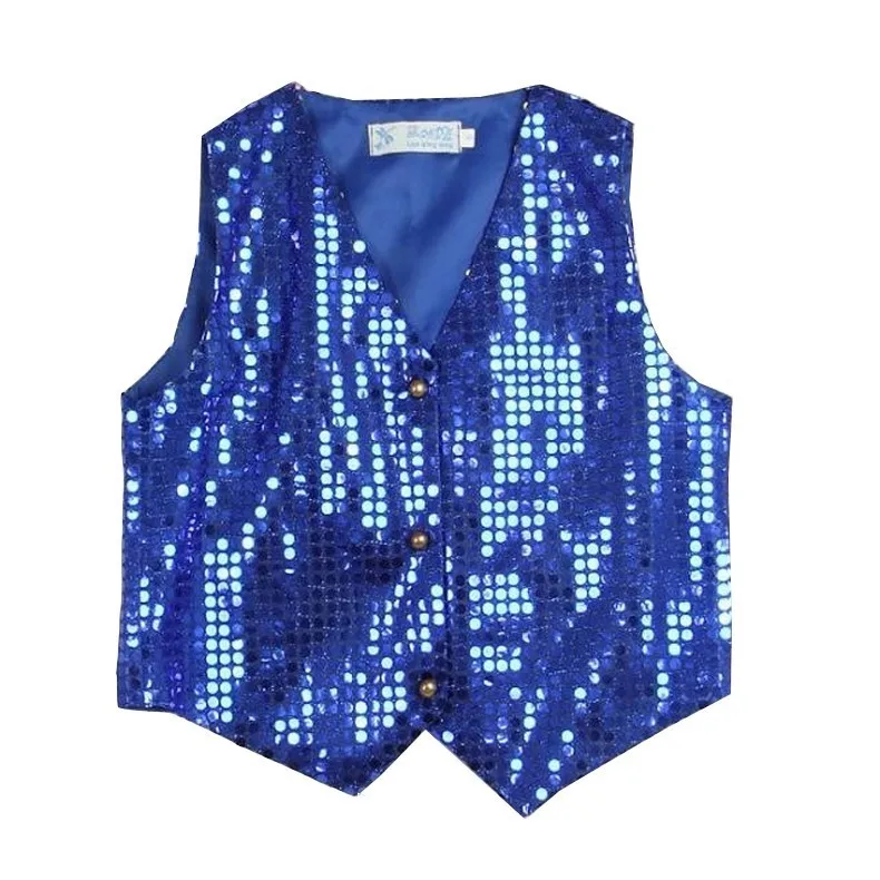 Songyuexia Children Shining Clothes Boys Choir Students Performance Costumes Kids Hip-hop Jazz Dance Sequined Vest Stage Dance