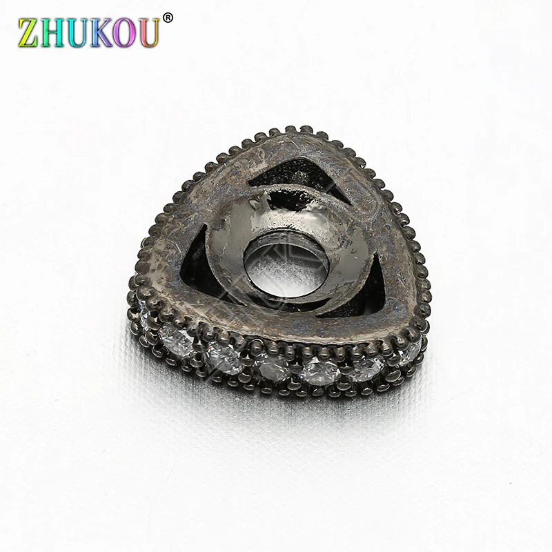 10*2.5mm Handmade Brass Cubic Zirconia Triangle Beads DIY Jewelry Findings Accessories, Model: VZ106