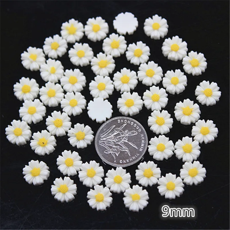 9mm/13mm/16mm/22mm/26mm White Daisy Resin Flower Flatback Cabochon DIY Jewelry Phone Decoration