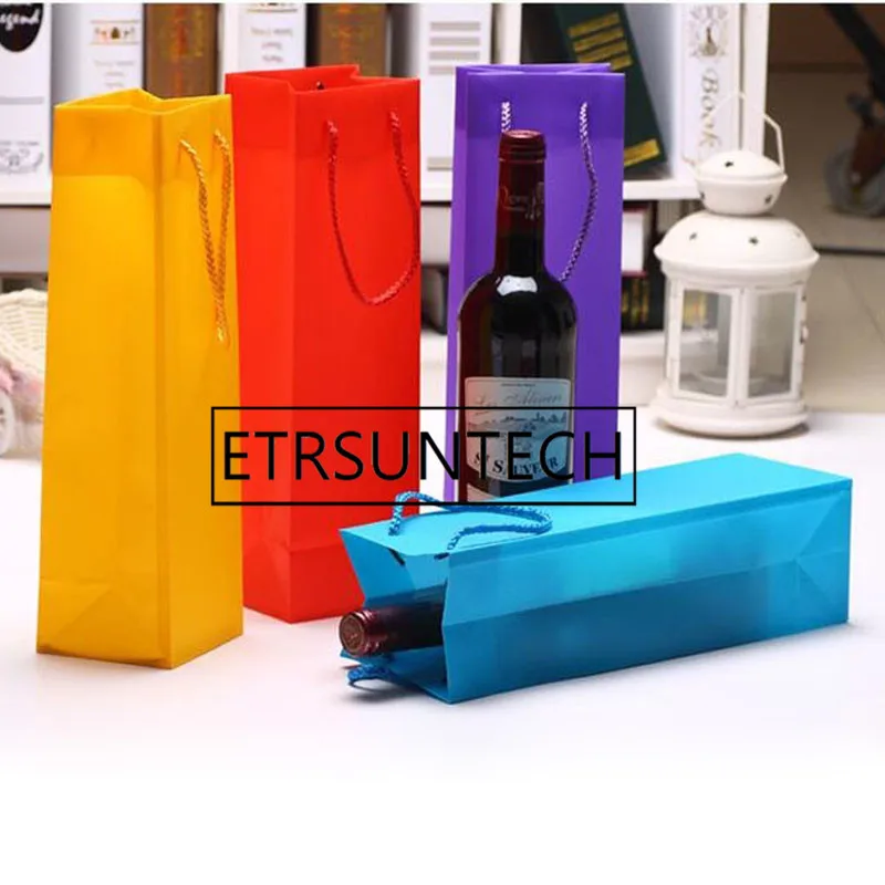 200pcs Colorful Plastic Wine Packing Bags Single Double Red Wine Bottle Xmas Gift Carrier Champagne Bag