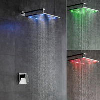 SKOWLL Bathroom Shower Faucet Mount Mount 3 Color LED Shower Head Set, Polished Chrome HG-8212