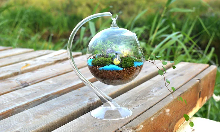 6pcs/lot Ball Shaped Glass Hanging Vase Bottle for Plant Flower Container Decor 12cm ,round bottom,wedding decoration