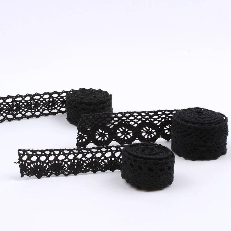 5Yards mix 5 styles Black Cotton Lace Ribbon Garments Accessories DIY Sewing Cotton material trims Handmade Patchwork Craft