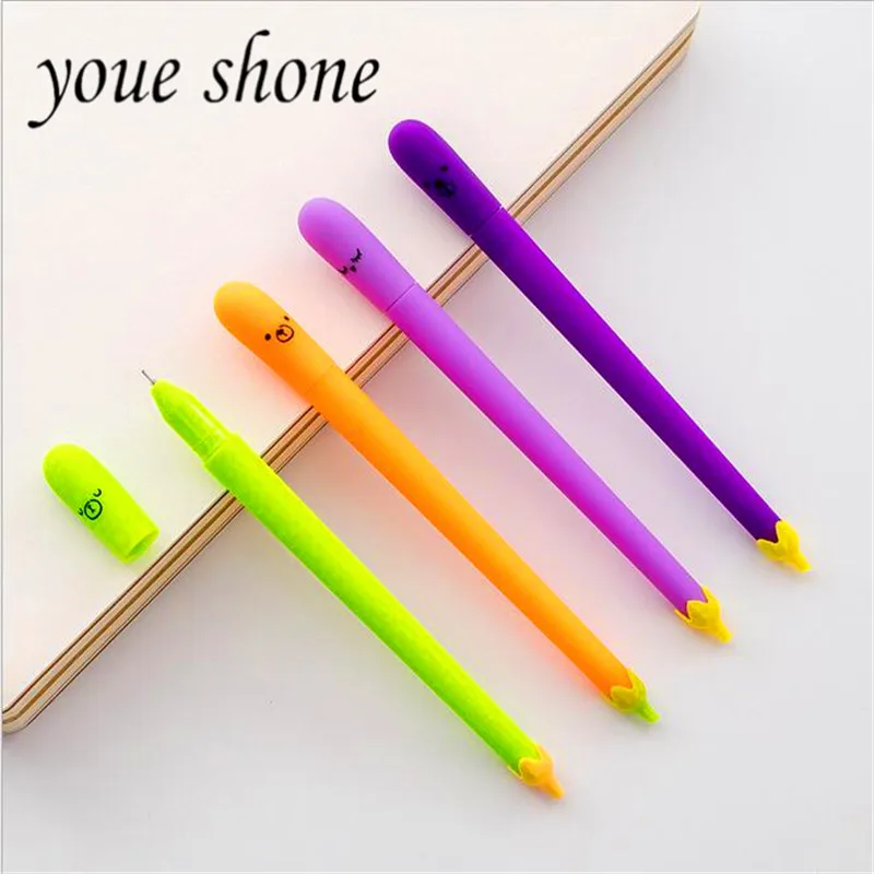 2Pcs Vegetable 0.5MM Black Gel Pen Cute Eggplant Gel Pen Stationery For School Student Suppiles New Listing