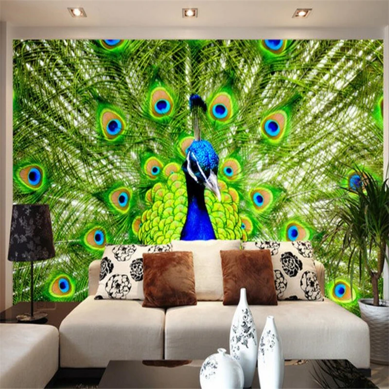 Customize any size hd peacock wallpaper photo 3 d sitting room adornment picture on wall wallpaper papel de parede