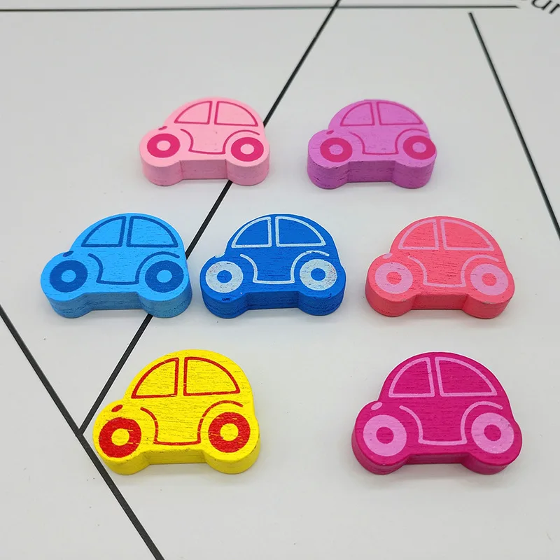 50pcs/lot  Cute Car Shape Wood Beads For Jewelry Making Jewelry Accessories Necklace Bracelets DIY Craft Gifts Wood Craft MR 008