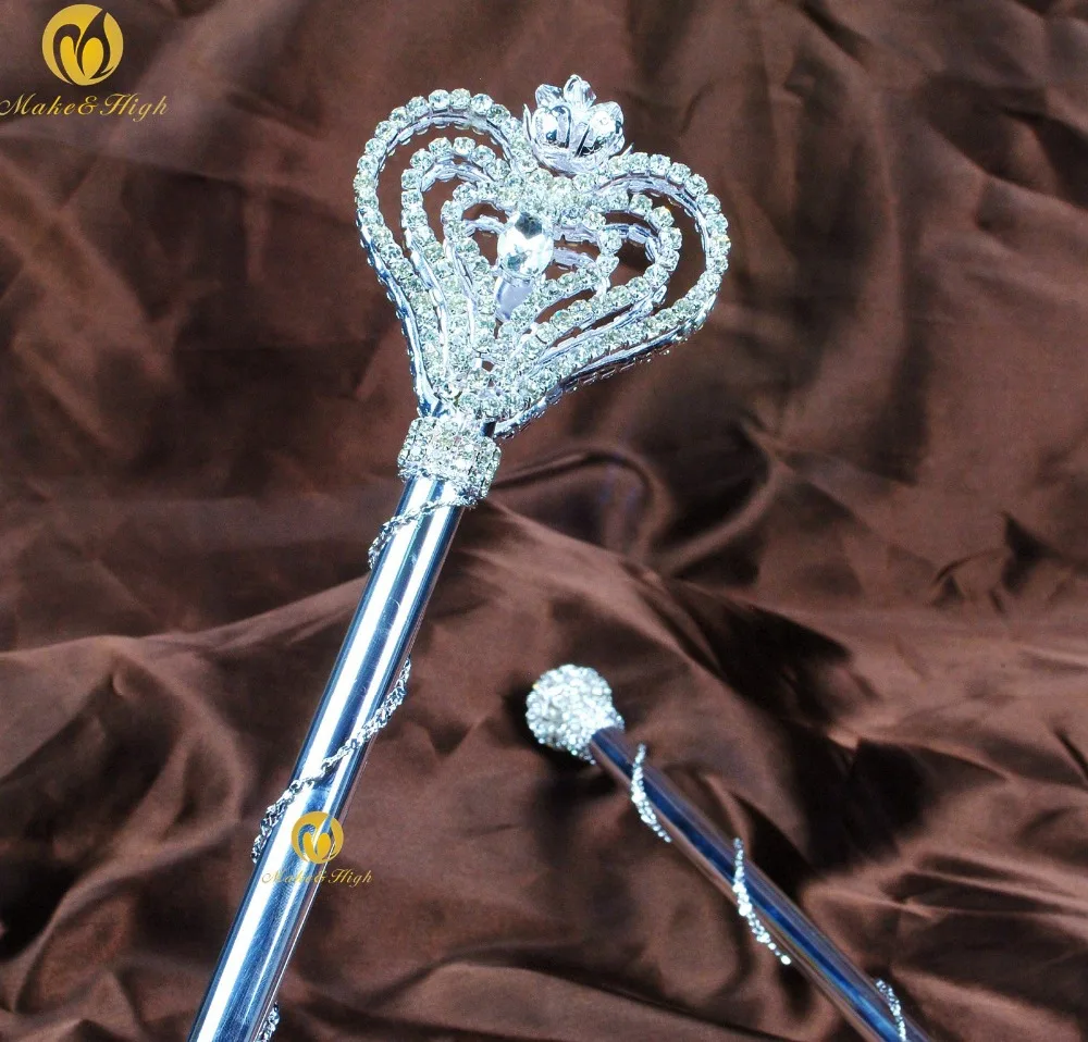 

Heart Rhinestone Scepter Wand Double Side Extendable Handmade Sceptre Prop Stuff Parade Beauty Contest Pageant Party Costumes