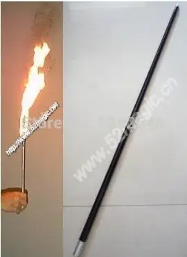 Fire Torch And Pro Black Appearing Cane Combo Metal, Flaming magic - Tricks,stage,fire,close up,Accessories,comedy