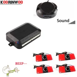Koorinwoo Car Parking Sensor Kit Reverse Backup Radar Adjustable Speaker Alert Probe System 4 Sensors Buzzer 16.5mm Indicator