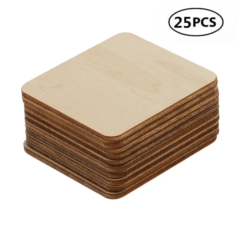 25pcs 60mm 2.36inch Unfinished Blank Wood Pieces Wooden Slices Unfinished Wood Cutouts for Wood Painting Carving