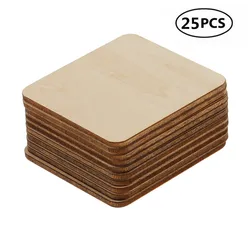 25pcs 60mm 2.36inch Unfinished Blank Wood Pieces Wooden Slices Unfinished Wood Cutouts for Wood Painting Carving