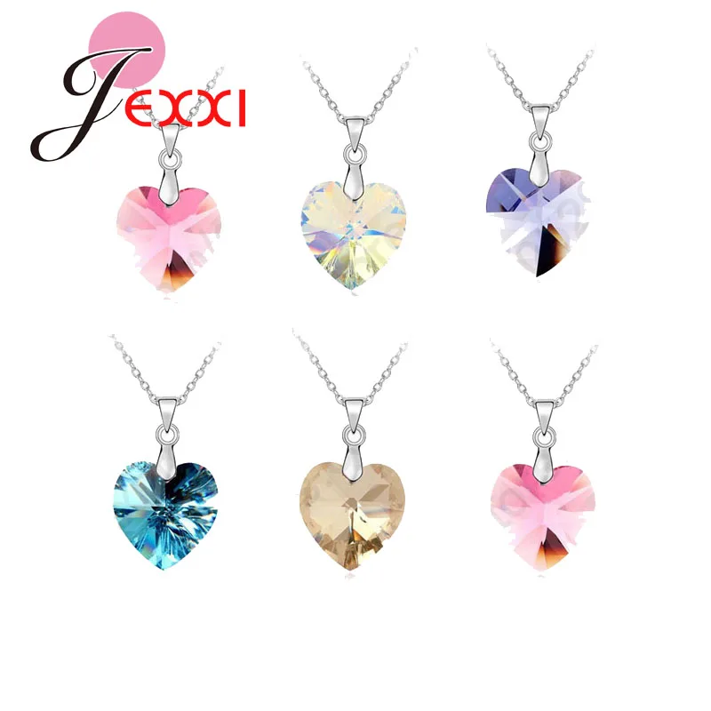 

Wholesale Austrian Crystal 925 Sterling Silver Jewelry Heart Pendant Necklaces Hook Earrings Woman Accessories Gift