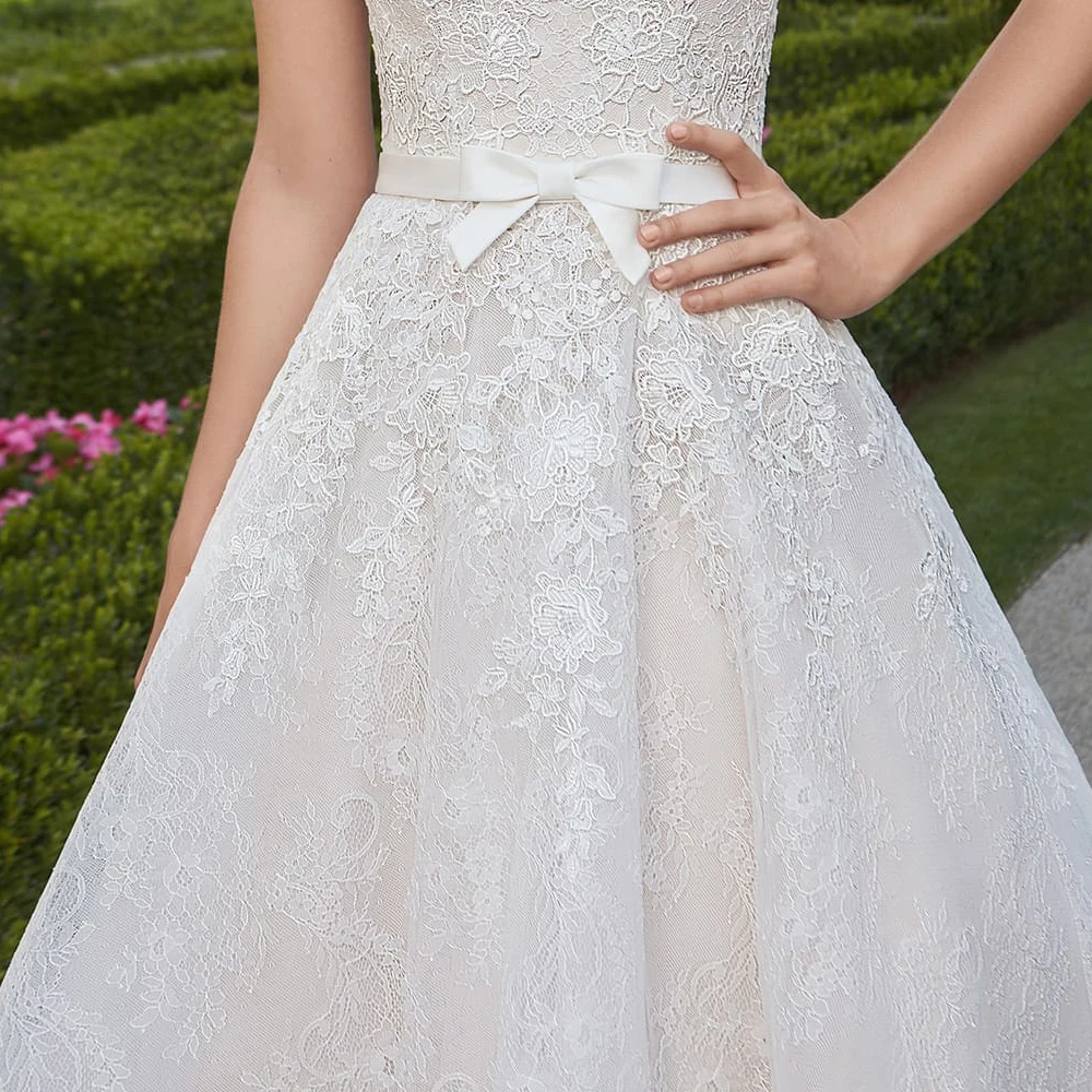 Short Wedding Dresses Vestido de Noiva Vintage Two-piece Scoop A-Line Knee-length Lace Reception Dress Party Bridal Gowns