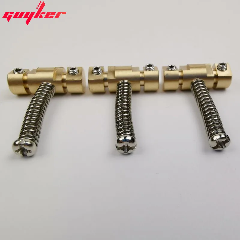 3 Pcs Guitar Bridge Saddles Brass Grooves Saddles Set with Wrench Highgrade Replacement Part for Tele TL Guitar